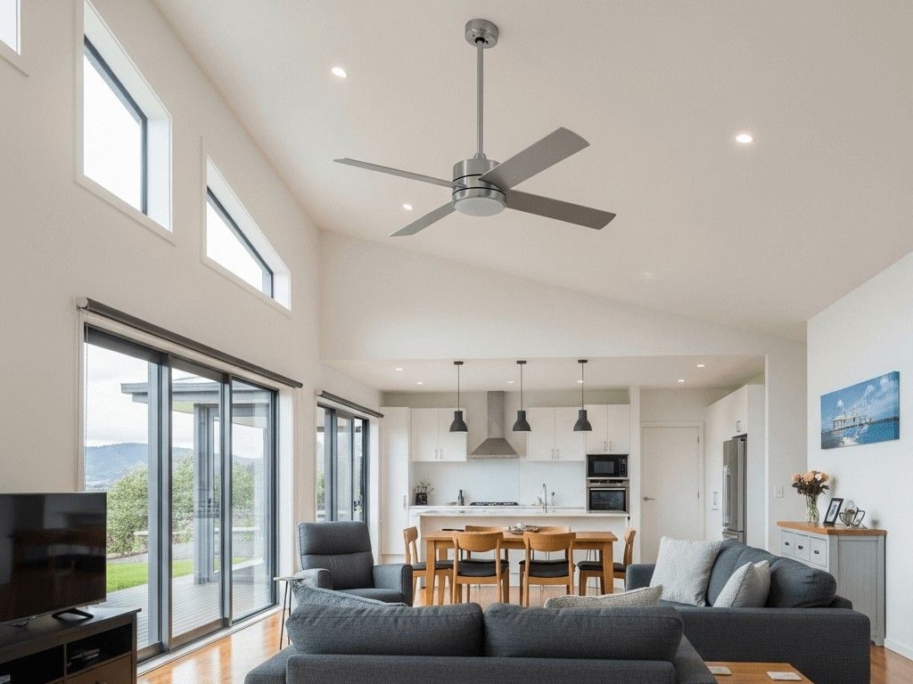 Smart or remote-controlled ceiling fan system being configured for smooth and convenient use in a Christchurch home.