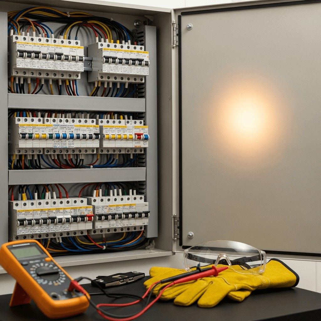 Electrician testing a residential switchboard in Christchurch to ensure proper RCD function and electrical safety.