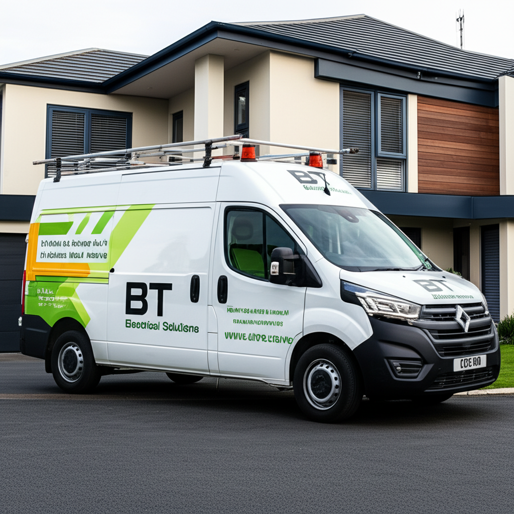 BT Electrical Solutions van at Christchurch property for EICR inspection