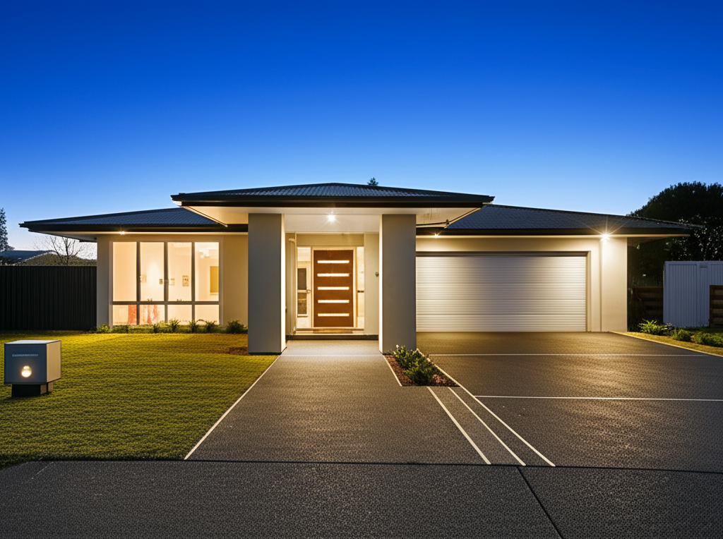 Automated outdoor lighting on Christchurch home exterior