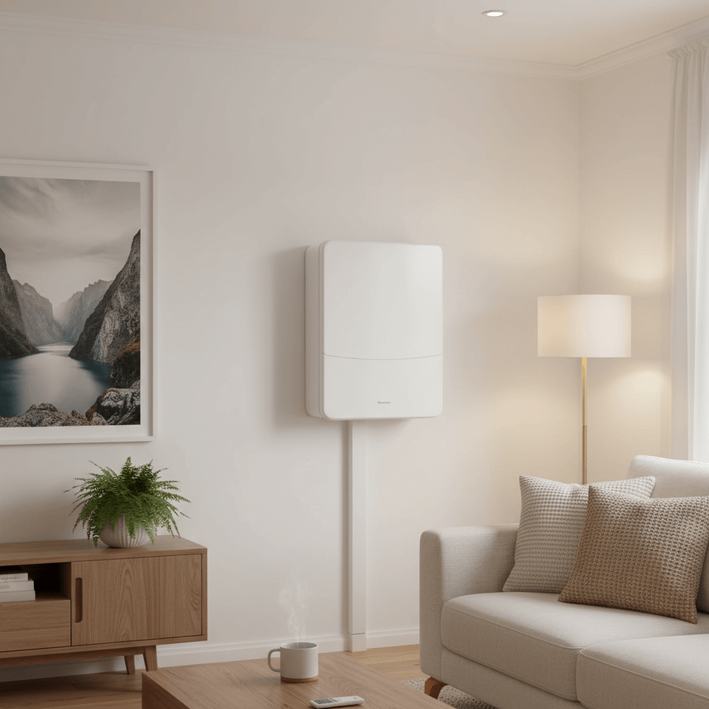 Heat pump installation on wall in Christchurch home for healthy homes heating standard