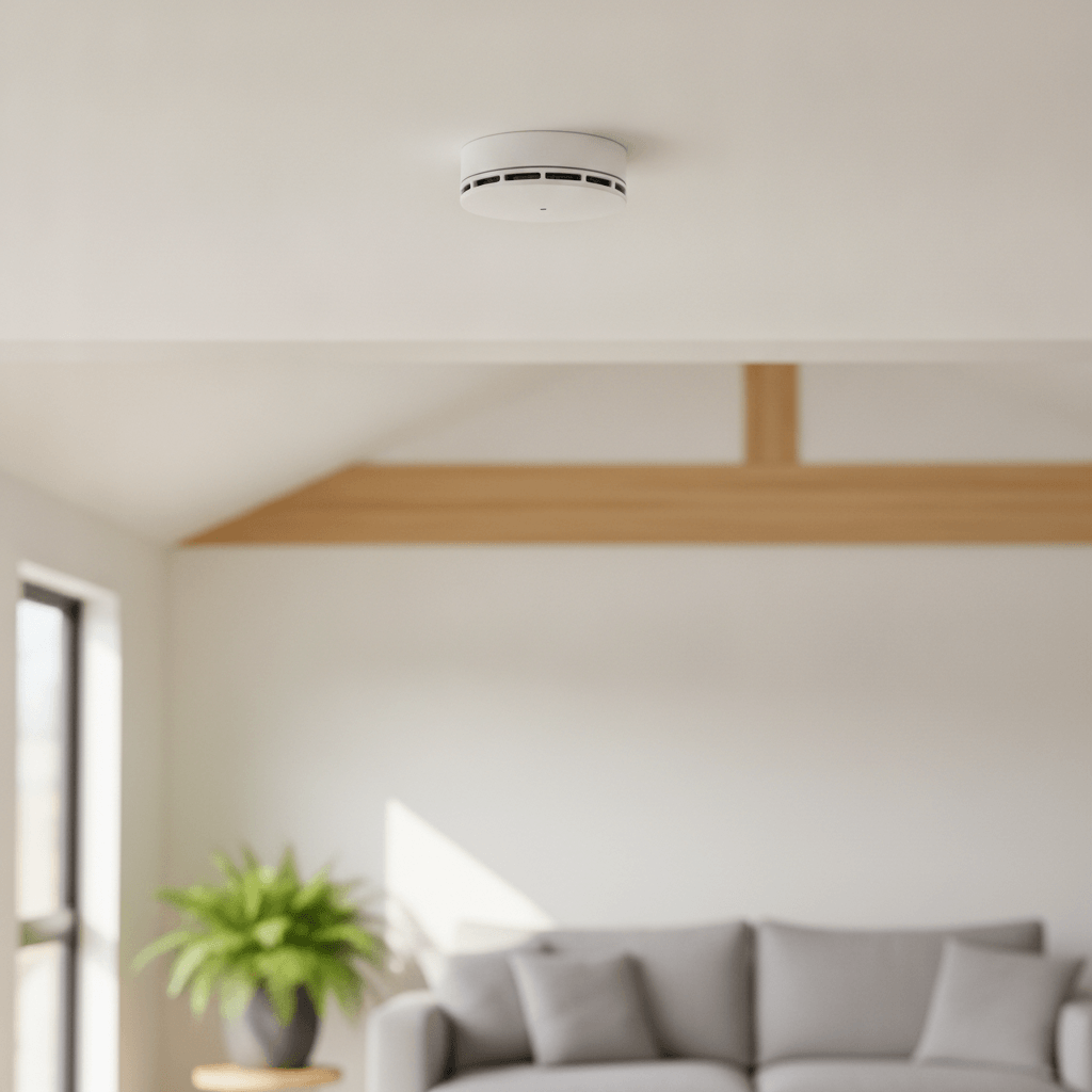 Best smoke alarms NZ - modern photoelectric smoke alarm on ceiling