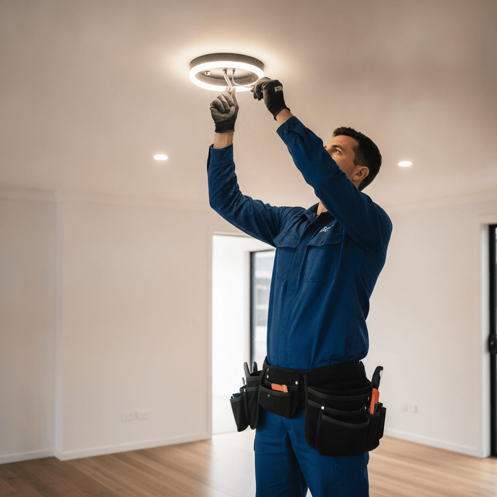 Light fitting installation cost NZ - electrician installing ceiling light in Christchurch home